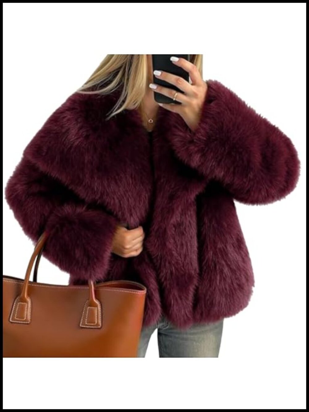Fluffy Faux Fur Winter Coat Lapel Open Front Short Jacket